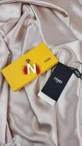 Fendi Gold Color Initial "N" Charm with Red Fur - 1983