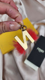 Fendi Gold Color Initial "N" Charm with Red Fur - 1983