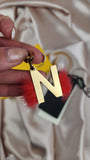 Fendi Gold Color Initial "N" Charm with Red Fur - 1983
