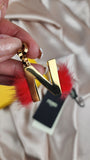 Fendi Gold Color Initial "N" Charm with Red Fur - 1983