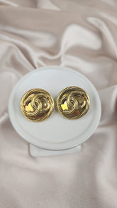 Chanel Gold Tone CC Logo Earrings - 2496