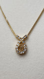 Christian Dior Gold Color Necklace with Rhinestone leaf like shape - 1258