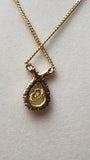 Christian Dior Gold Color Necklace with Rhinestone leaf like shape - 1258