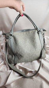 Louis Vuitton Grey Leather Embroidered Antia Top Handle Tote - 2155