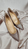 Christian Louboutin Glitter and Stud 4" Heels, Size 37.5 - 0234