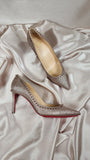 Christian Louboutin Glitter and Stud 4" Heels, Size 37.5 - 0234