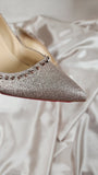 Christian Louboutin Glitter and Stud 4" Heels, Size 37.5 - 0234