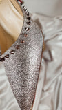Christian Louboutin Glitter and Stud 4" Heels, Size 37.5 - 0234