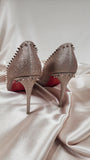 Christian Louboutin Glitter and Stud 4" Heels, Size 37.5 - 0234