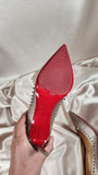 Christian Louboutin Glitter and Stud 4" Heels, Size 37.5 - 0234