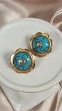 Chanel Turqouise Marble gold Plated Vintage earrings - 1380