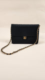 Chanel Matelasse Black Cotton Flap Chain Shoulder Bag - 2163