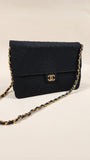 Chanel Matelasse Black Cotton Flap Chain Shoulder Bag - 2163