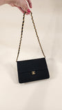 Chanel Matelasse Black Cotton Flap Chain Shoulder Bag - 2163