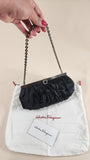 Salvatore Ferragamo Gancini Black Satin Accessory Pouch - 2288
