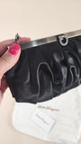 Salvatore Ferragamo Gancini Black Satin Accessory Pouch - 2288