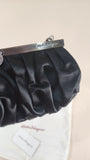 Salvatore Ferragamo Gancini Black Satin Accessory Pouch - 2288