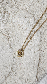 Dior Gold Toned Necklace with CD & Diamante Pendant - 2585