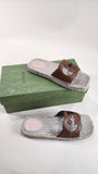 Gucci Brown Leather GG Espadrille Sandals, Size 37 - 1660