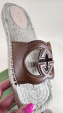 Gucci Brown Leather GG Espadrille Sandals, Size 37 - 1660