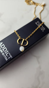Christian Dior Gold Tone Necklace with CD Logo - 2643