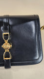 Celine Black Leather Horse & Carriage Shoulder Bag - 1687