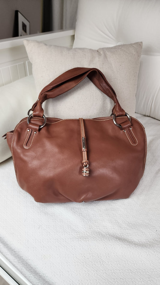 Celine Brown Leather Shoulder Bag - G0404