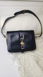 Celine Black Leather Horse & Carriage Shoulder Bag - 1687
