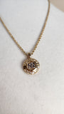 Nina Ricci Gold Tone Chain Necklace w/ Round Rhinestone Charm - 2775