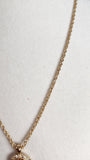 Nina Ricci Gold Tone Chain Necklace w/ Round Rhinestone Charm - 2775
