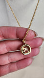 Nina Ricci Gold Tone Chain Necklace w/ Round Rhinestone Charm - 2775