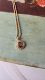 Nina Ricci Gold Tone Chain Necklace w/ Round Rhinestone Charm - 2775