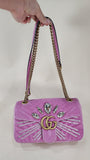 Gucci Marmont Pink Velor w/ Gold Tone Chain Shoulder Bag - 2880
