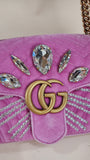 Gucci Marmont Pink Velor w/ Gold Tone Chain Shoulder Bag - 2880