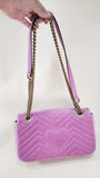 Gucci Marmont Pink Velor w/ Gold Tone Chain Shoulder Bag - 2880