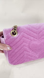 Gucci Marmont Pink Velor w/ Gold Tone Chain Shoulder Bag - 2880