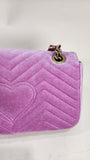 Gucci Marmont Pink Velor w/ Gold Tone Chain Shoulder Bag - 2880