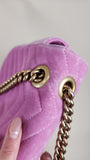 Gucci Marmont Pink Velor w/ Gold Tone Chain Shoulder Bag - 2880