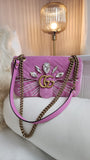 Gucci Marmont Pink Velor w/ Gold Tone Chain Shoulder Bag - 2880