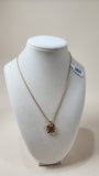Dior Gold Toned Necklace w/ Black Enamel & Rhinestone CD Pendant - 2837