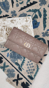 Dior Brown Leather Caro Wallet - 1887