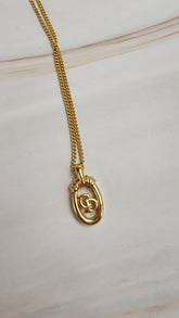 Dior Gold Toned Necklace with Oval CD Pendant - 2566