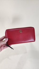 Gucci Red Leather Long Zippy Wallet - G0010