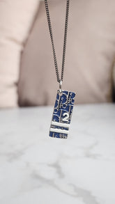 Christian Dior Trotter Print Blue and Silver Necklace - G0015