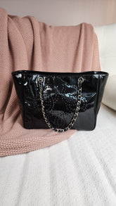 Chanel Black Patent Leather Tote Bag - G0053