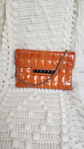 Chanel Orange Patent Leather Chocolate Bar Shoulder Bag - 3000