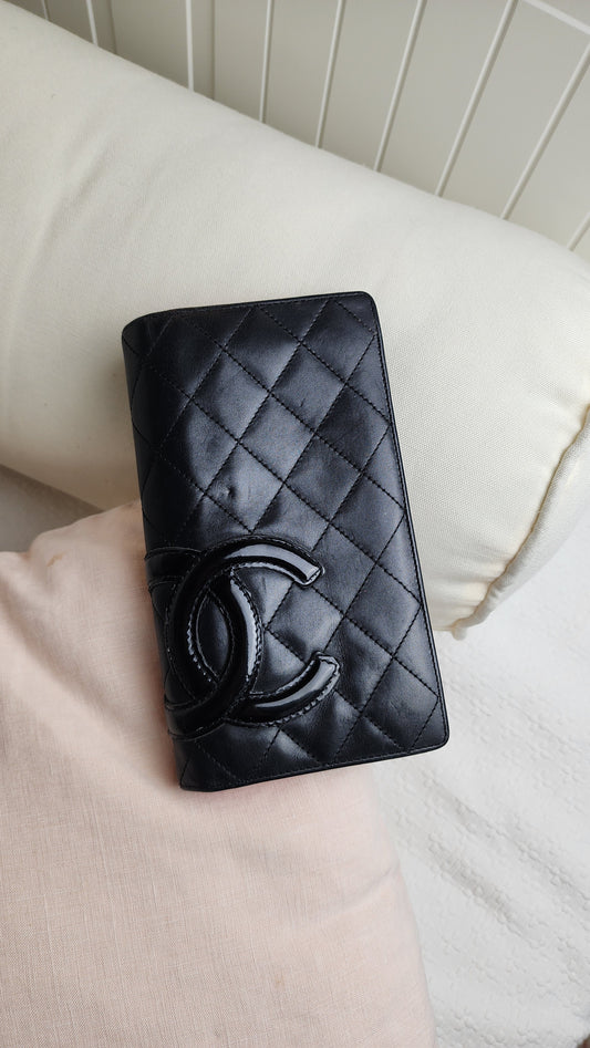 Chanel Cambon Black Quilted Leather Flap Wallet - 2946