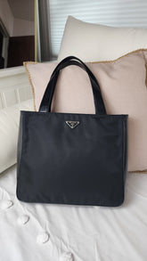 Prada Black Nylon Tote Bag w/ Leather Handles - 3063