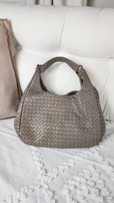 Bottega Veneta Intrecciato Gray Leather Shoulder Bag - 2934