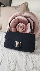 Salvatore Ferragamo Vala Black/Navy Blue Nylon Shoulder Bag - 3071